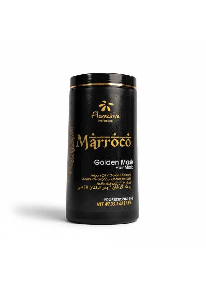Floractive MARROCO Golden Plus Mask 1Kg – Deep Hydration and Frizz Control Treatment - Image 1